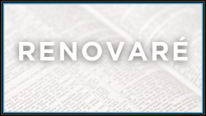 background image of open bible with the sermon series title Renovare across the middle - Faith Lutheran Church of McLean County