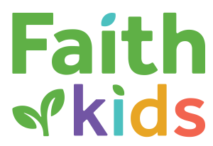 colorful Faith Kids logo which includes the word